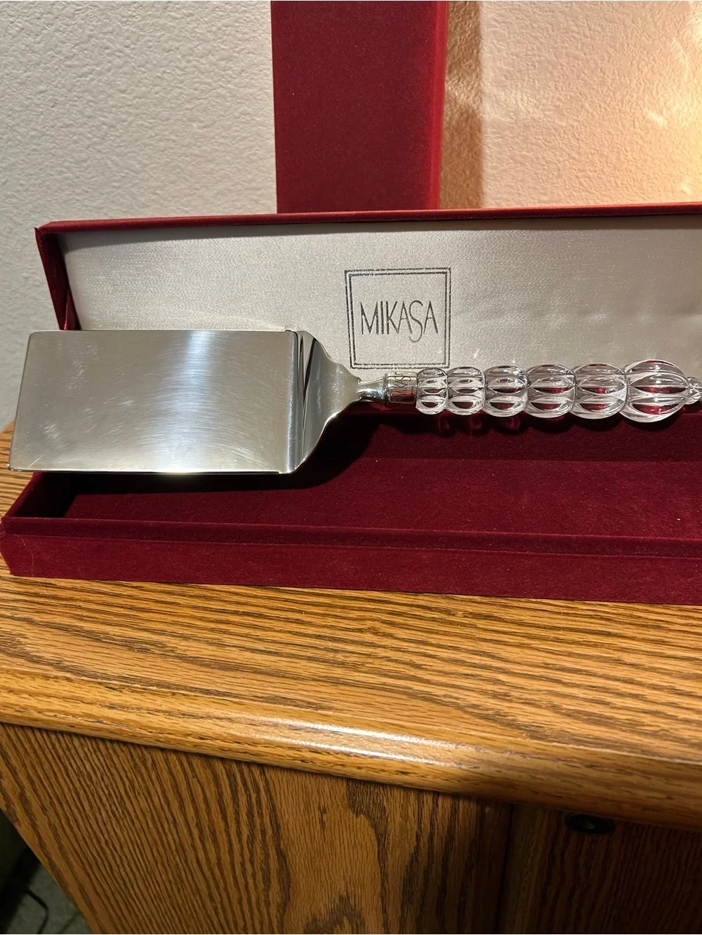 Mikasa Clear Crystal Handle Serving Fork and Spade Set